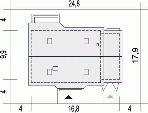 Rzut projektu Julek II z garażem - Usytuowanie na działce