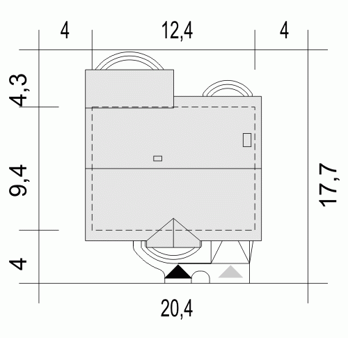 Rzut projektu Inka III z garażem - Usytuowanie na działce