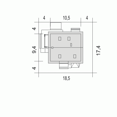 Rzut projektu Monika II z garażem - Usytuowanie na działce