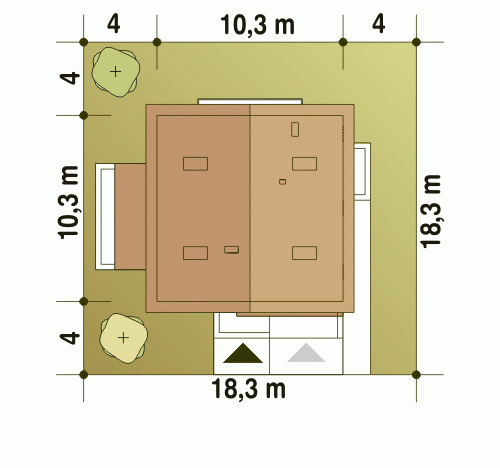 Rzut projektu Nowinka V z garażem - Usytuowanie na działce