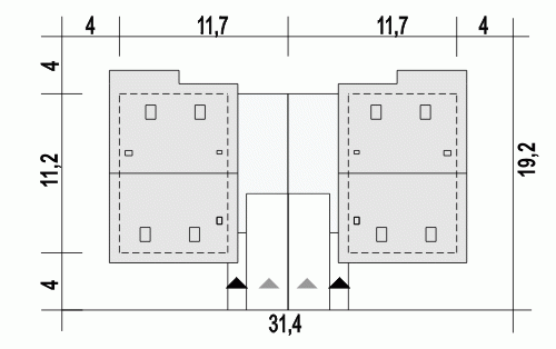 Rzut projektu Głuszec A-BL1 z garażem - Usytuowanie na działce