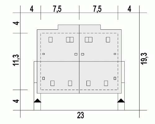 Rzut projektu Głuszec B-BL - Usytuowanie na działce
