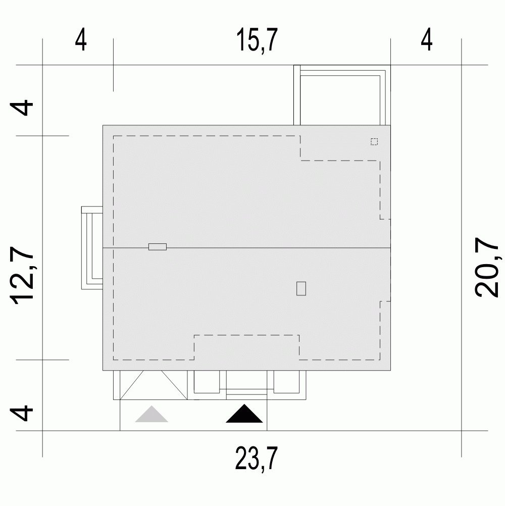 Rzut projektu Aron z garażem - Usytuowanie na działce