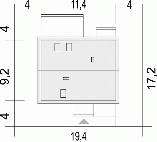 Rzut projektu Igor z garażem - Usytuowanie na działce