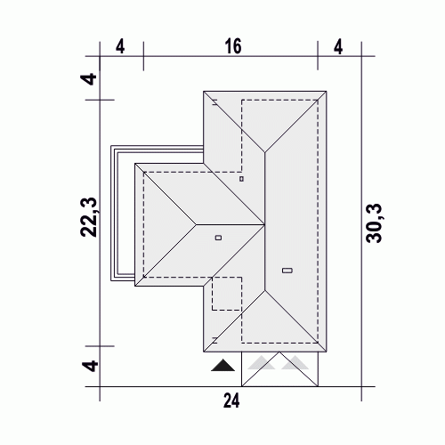 Rzut projektu Dolomit III z garażem 2st. - Usytuowanie na działce