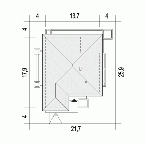 Rzut projektu Klara III z garażem - Usytuowanie na działce
