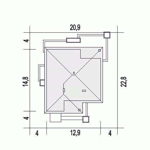 Rzut projektu Kalcyt II z garażem - Usytuowanie na działce