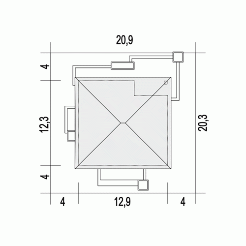 Rzut projektu Kalcyt III - Usytuowanie na działce