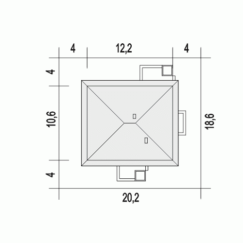 Rzut projektu Kalcyt V - Usytuowanie na działce