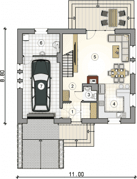 Rzut projektu S-GL 1295 Compact House III - Parter