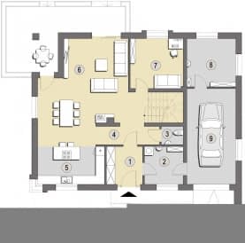 Rzut projektu Caracas A - Parter