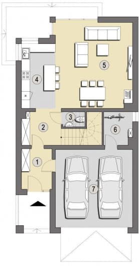 Rzut projektu Miramar A - Parter