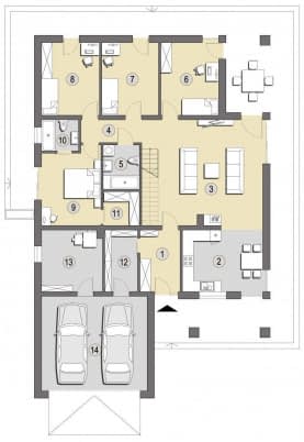 Rzut projektu Patagonia B - Parter