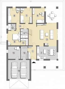 Rzut projektu Patagonia C - Parter
