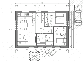 Rzut projektu domek na Minimalnej 11 (070 ES 11) - Rzut parteru