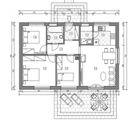 Rzut projektu domek na Miodowej 68-3s (003 ET 68-3s) - Rzut parteru