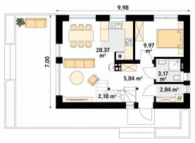 Rzut projektu Lisek 2 (CE) - parter