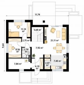 Rzut projektu Ibis (KO) - parter