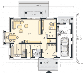 Rzut projektu Dayton (DCP261) - Parter