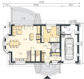 Rzut projektu Tacoma III (DCP240b) - Parter