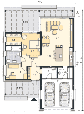 Rzut projektu Houston (DCB107) - Parter