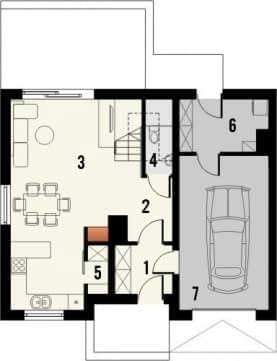 Rzut projektu Alvin 2 z garażem - Parter