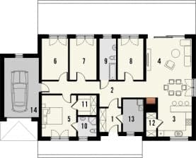 Rzut projektu Avatar EU z garażem - Parter