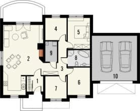 Rzut projektu Figaro 2G z garażem dwustanowiskowym - Parter