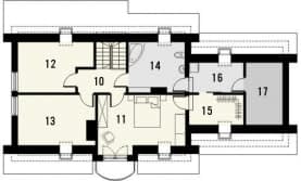 Rzut projektu Granat 2 2G z garażem dwustanowiskowym - Piętro