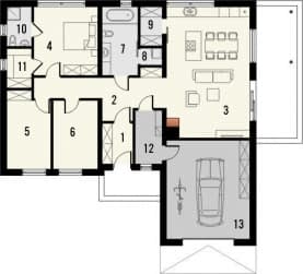 Rzut projektu Inter z garażem - Parter