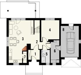 Rzut projektu Madras z garażem - Parter