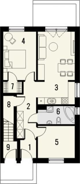 Rzut projektu Mieszko 1 - Parter