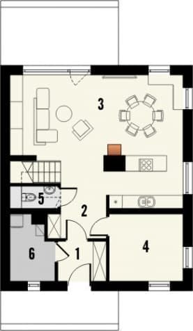 Rzut projektu Studio 19 - Parter