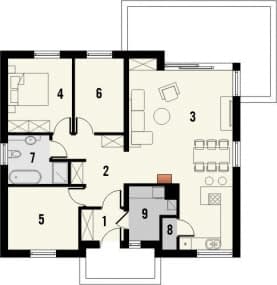 Rzut projektu Studio 27 - Parter