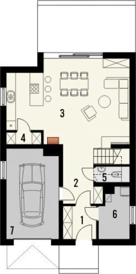 Rzut projektu Studio 63 - Parter