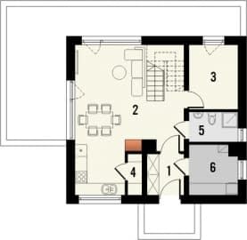 Rzut projektu Studio 82 - Parter