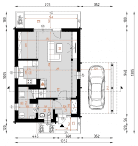 Rzut projektu D134 - WT2021 - Parter