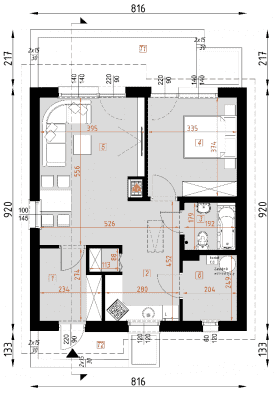 Rzut projektu D142 - WT2021 wersja drewniana - Parter