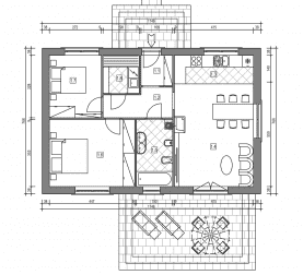 Rzut projektu domek na Miodowej-M 70-K (003 ET-M 70-K) - Rzut parteru