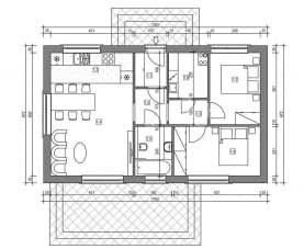 Rzut projektu domek na Miodowy 58 (003 ES 58) - Rzut parteru