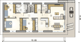 Rzut projektu S-GL 1569 Olimpia Plus III - Parter