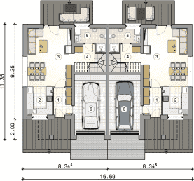 Rzut projektu S-GL 1504 Double House V - Parter