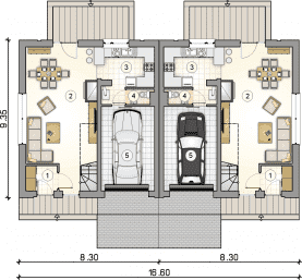 Rzut projektu S-GL 1409 Double House IV - Parter