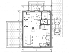 Rzut projektu domek Jesienny (005 ES) - Rzut parteru