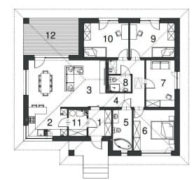 Rzut projektu EG-106 wariant I - Rzut parteru