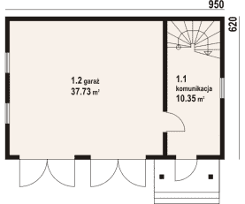 Rzut projektu garaż GD 2 (03L) - Parter