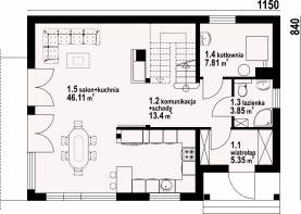 Rzut projektu osiek 31 dws - Parter