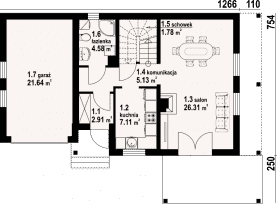 Rzut projektu osiek 8rs - Parter