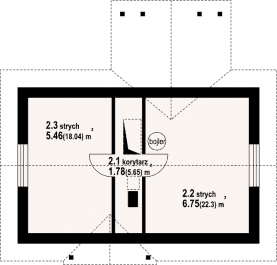 Rzut projektu hoczew mała 3m - Poddasze