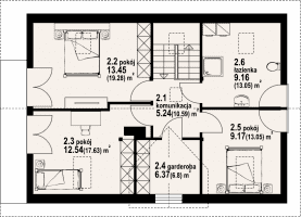 Rzut projektu osiek 301dw - Poddasze